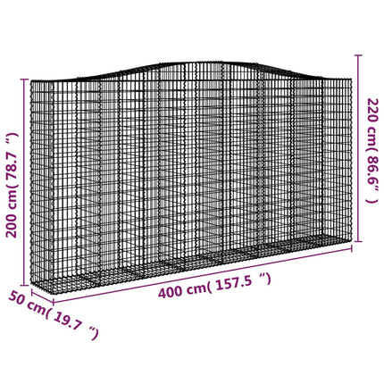 buede gabionkurve 2 stk. 400x50x200/220 cm galvaniseret jern