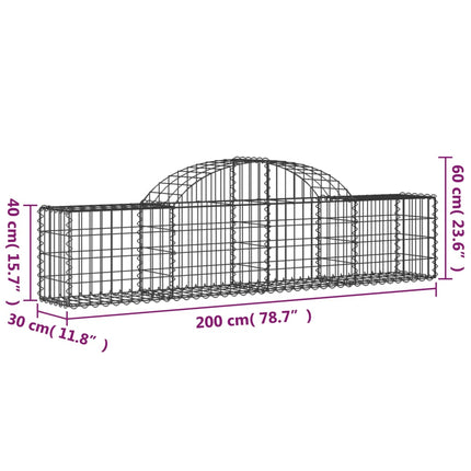 buede gabionkurve 3 stk. 200x30x40/60 cm galvaniseret jern
