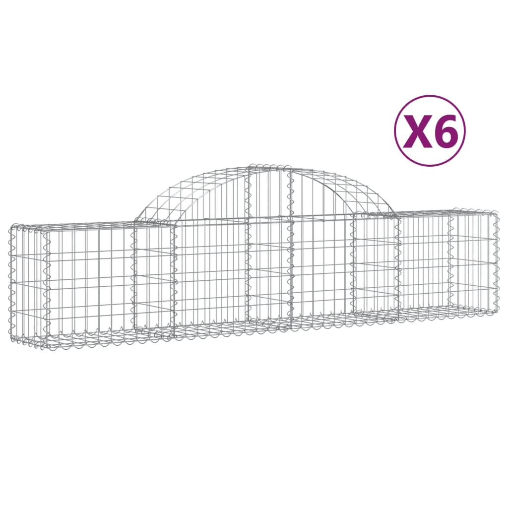 buede gabionkurve 6 stk. 200x30x40/60 cm galvaniseret jern