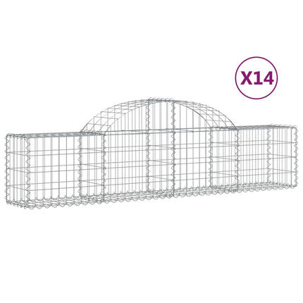 buede gabionkurve 14 stk. 200x30x40/60 cm galvaniseret jern