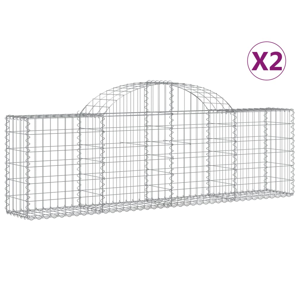 buede gabionkurve 2 stk. 200x30x60/80 cm galvaniseret jern