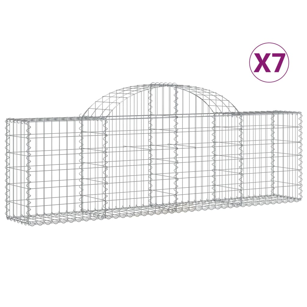 buede gabionkurve 7 stk. 200x30x60/80 cm galvaniseret jern