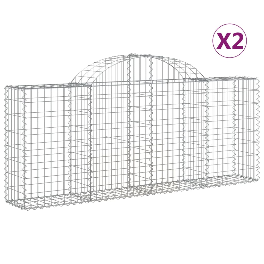 buede gabionkurve 2 stk. 200x30x80/100 cm galvaniseret jern