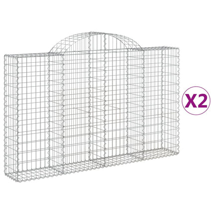 buede gabionkurve 2 stk. 200x30x120/140 cm galvaniseret jern