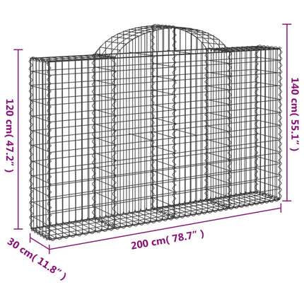 buede gabionkurve 30 stk. 200x30x120/140 cm galvaniseret jern