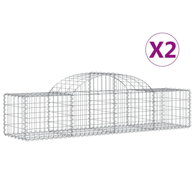 buede gabionkurve 2 stk. 200x50x40/60 cm galvaniseret jern