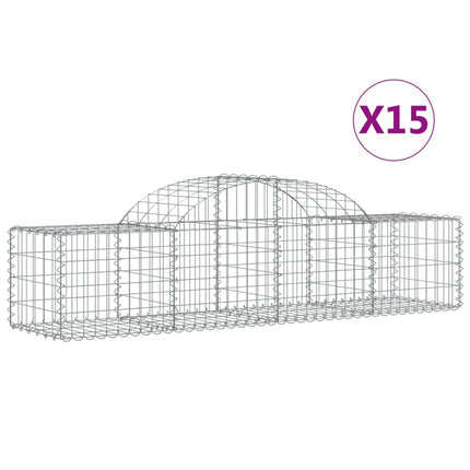 buede gabionkurve 15 stk. 200x50x40/60 cm galvaniseret jern