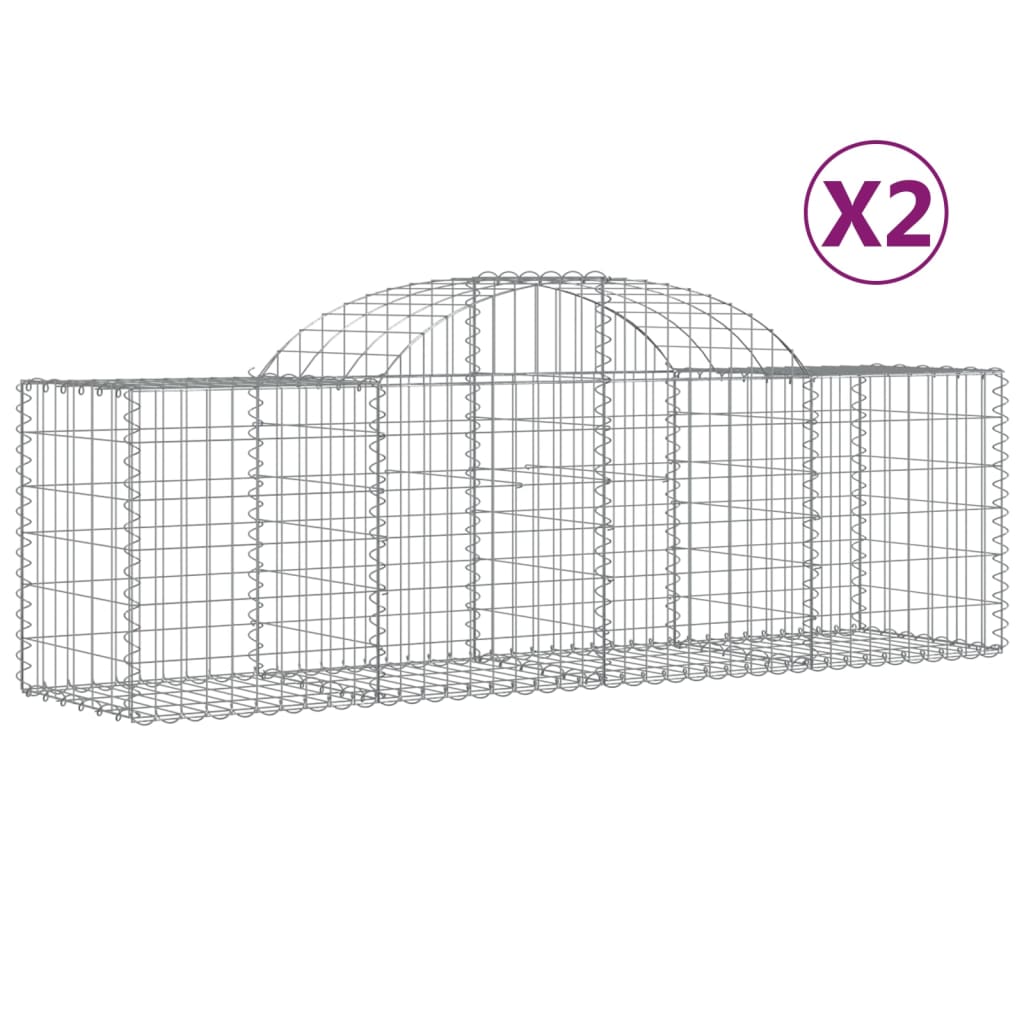 buede gabionkurve 2 stk. 200x50x60/80 cm galvaniseret jern