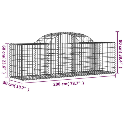 buede gabionkurve 30 stk. 200x50x60/80 cm galvaniseret jern