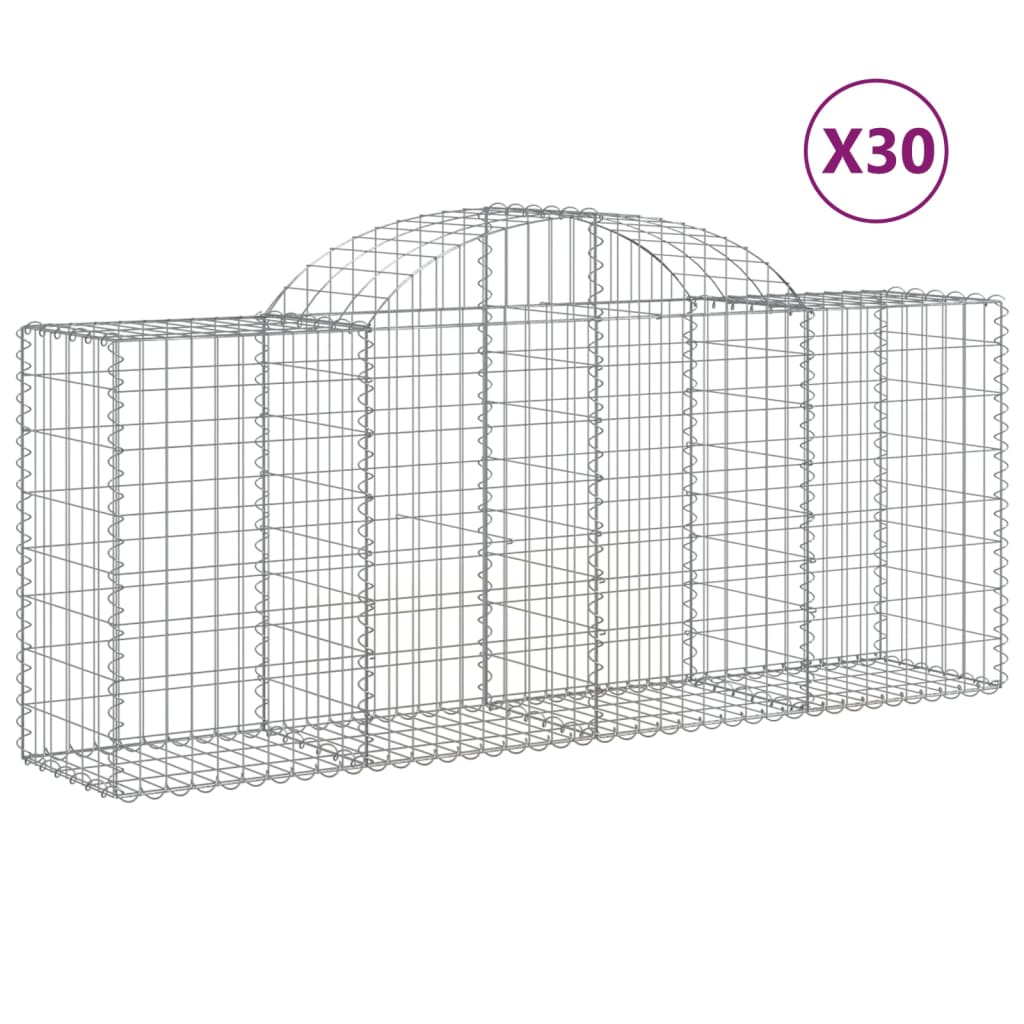 buede gabionkurve 30 stk. 200x50x80/100 cm galvaniseret jern