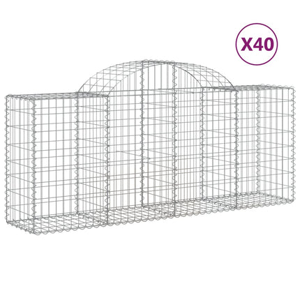 buede gabionkurve 40 stk. 200x50x80/100 cm galvaniseret jern
