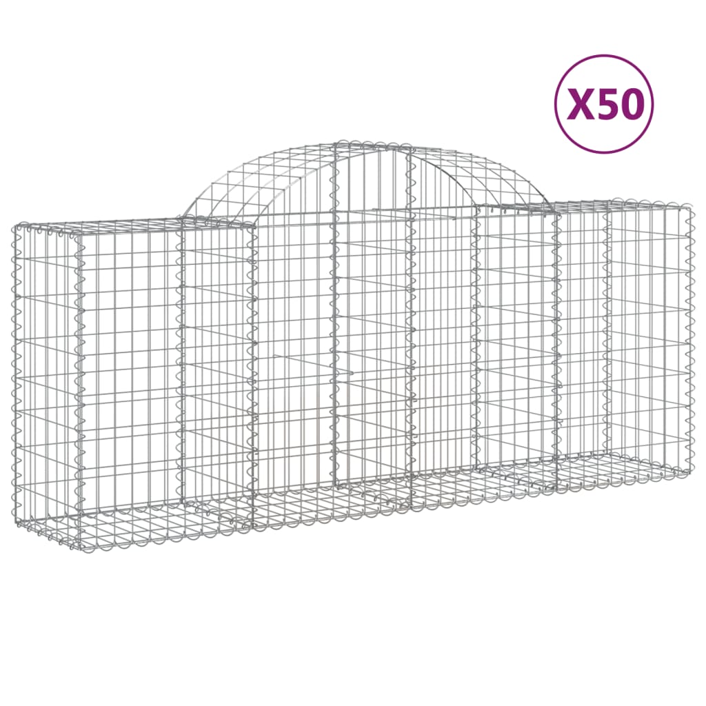 buede gabionkurve 50 stk. 200x50x80/100 cm galvaniseret jern