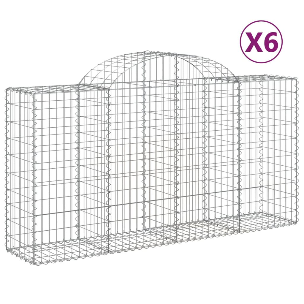 buede gabionkurve 6 stk. 200x50x100/120 cm galvaniseret jern
