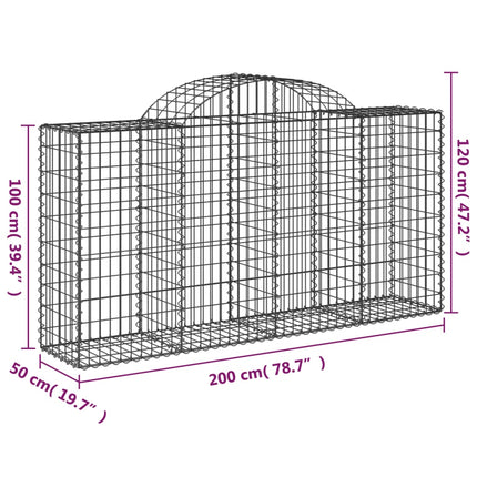 buede gabionkurve 50 stk. 200x50x100/120 cm galvaniseret jern