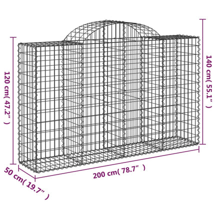 buede gabionkurve 25 stk. 200x50x120/140 cm galvaniseret jern