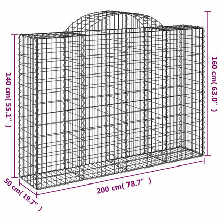 buede gabionkurve 5 stk. 200x50x140/160 cm galvaniseret jern