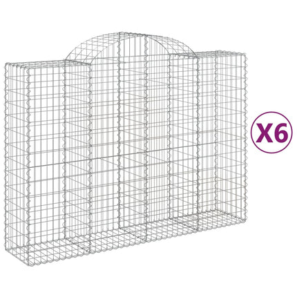 buede gabionkurve 6 stk. 200x50x140/160 cm galvaniseret jern