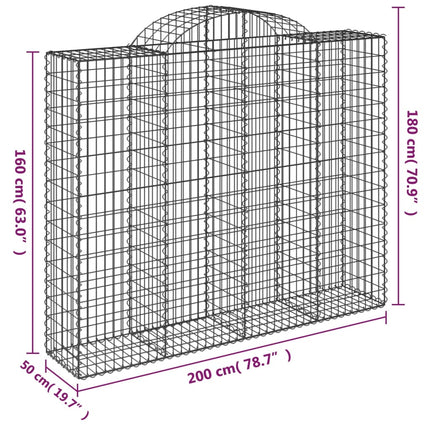 buede gabionkurve 15 stk. 200x50x160/180 cm galvaniseret jern