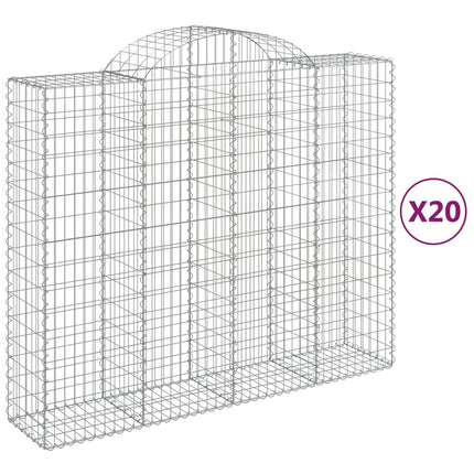 buede gabionkurve 20 stk. 200x50x160/180 cm galvaniseret jern