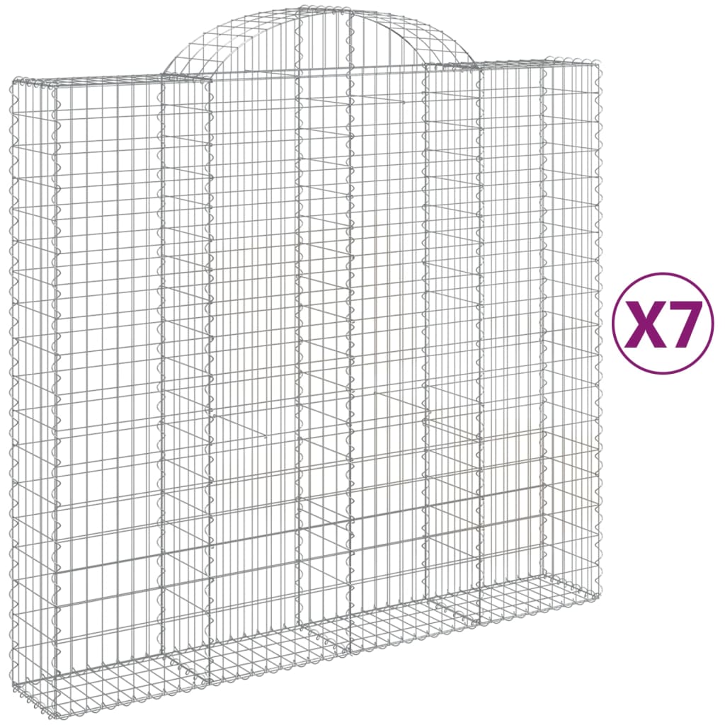 buede gabionkurve 7 stk. 200x50x180/200 cm galvaniseret jern