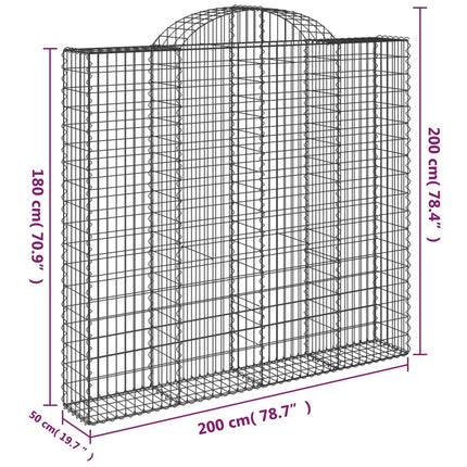 buede gabionkurve 7 stk. 200x50x180/200 cm galvaniseret jern