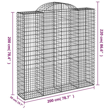 buede gabionkurve 6 stk. 200x50x200/220 cm galvaniseret jern