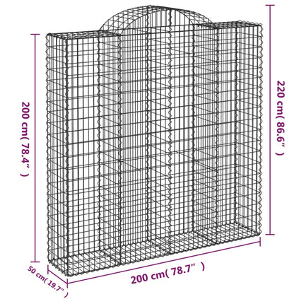 buede gabionkurve 10 stk. 200x50x200/220 cm galvaniseret jern