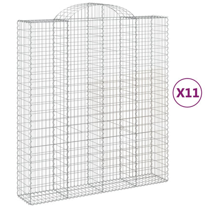 buede gabionkurve 11 stk. 200x50x220/240 cm galvaniseret jern