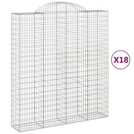 buede gabionkurve 18 stk. 200x50x220/240 cm galvaniseret jern