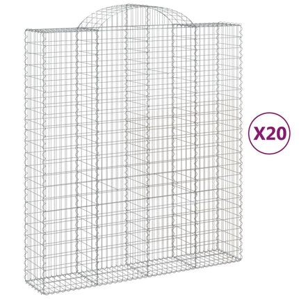 buede gabionkurve 20 stk. 200x50x220/240 cm galvaniseret jern