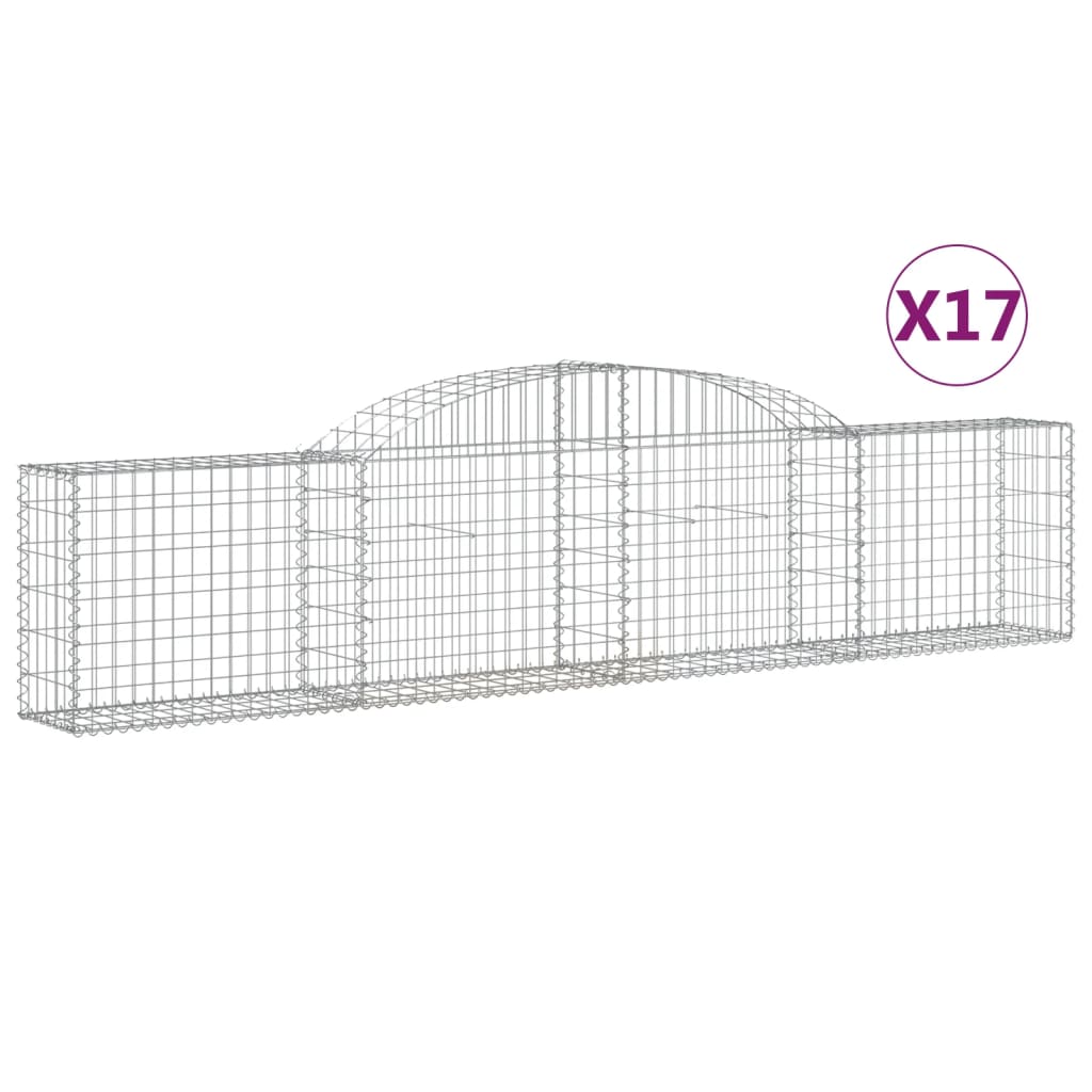 buede gabionkurve 17 stk. 300x30x60/80 cm galvaniseret jern