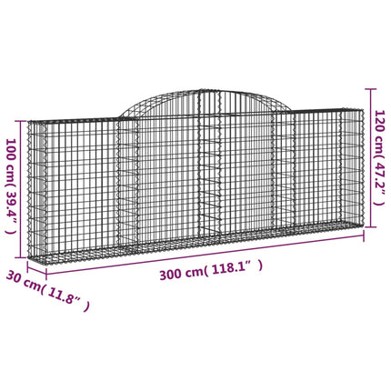 buede gabionkurve 4 stk. 300x30x100/120 cm galvaniseret jern