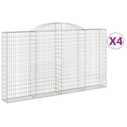 buede gabionkurve 4 stk. 300x30x160/180 cm galvaniseret jern