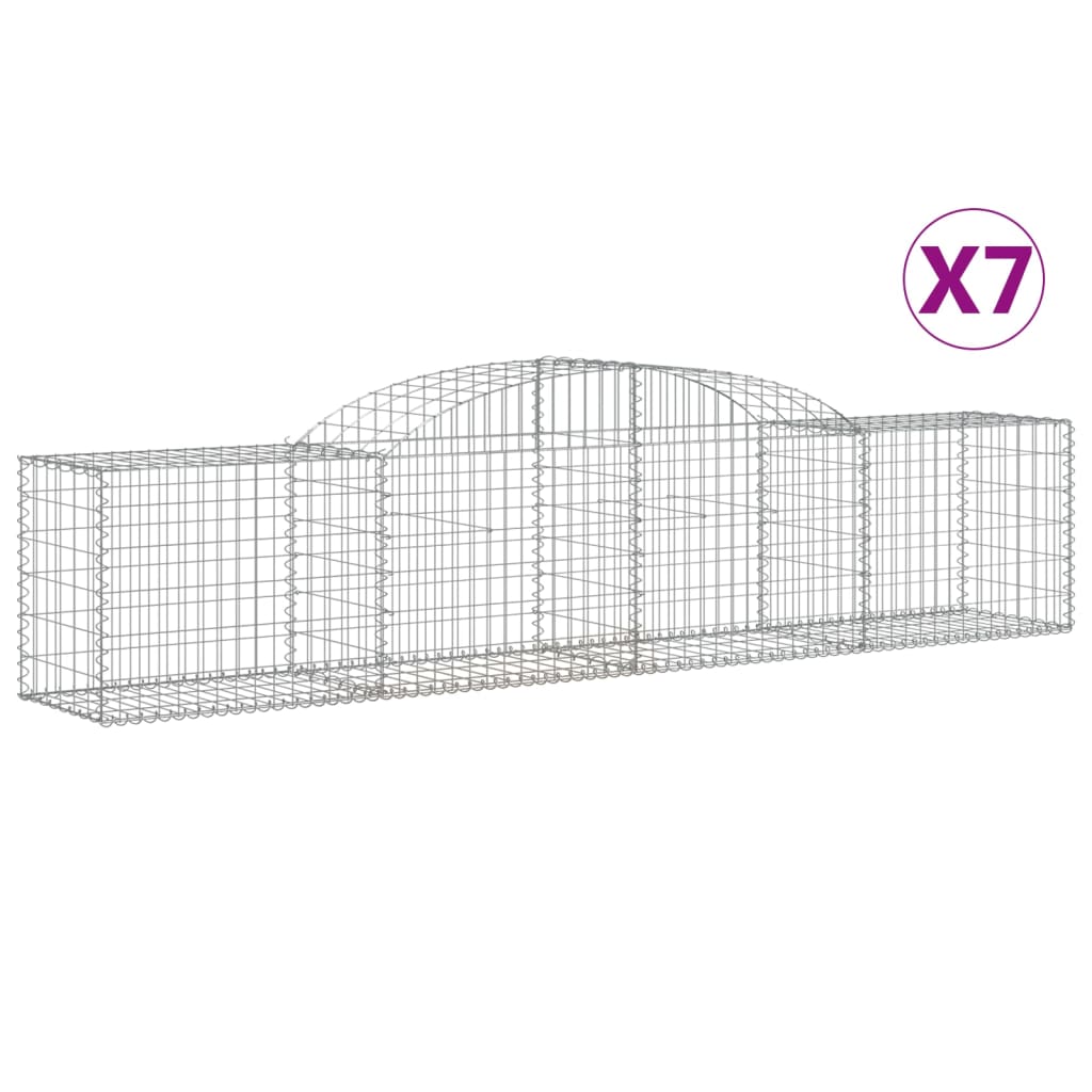 buede gabionkurve 7 stk. 300x50x60/80 cm galvaniseret jern