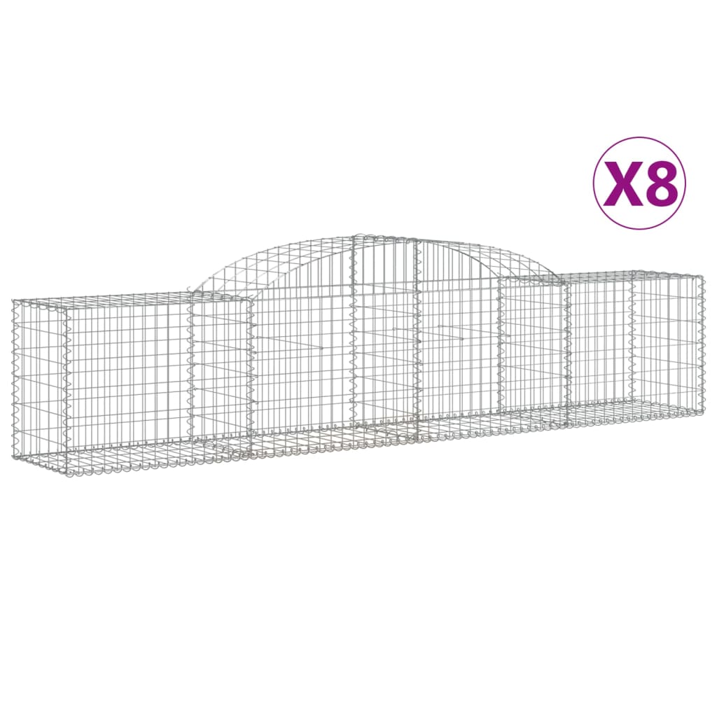 buede gabionkurve 8 stk. 300x50x60/80 cm galvaniseret jern