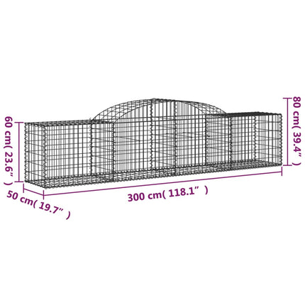 buede gabionkurve 13 stk. 300x50x60/80 cm galvaniseret jern