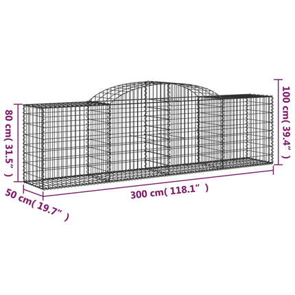buede gabionkurve 5 stk. 300x50x80/100 cm galvaniseret jern