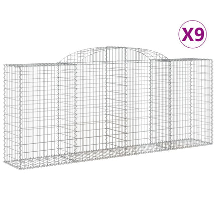 buede gabionkurve 9 stk. 300x50x120/140 cm galvaniseret jern