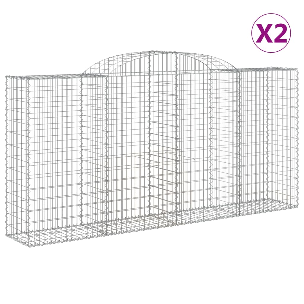 buede gabionkurve 2 stk. 300x50x140/160 cm galvaniseret jern