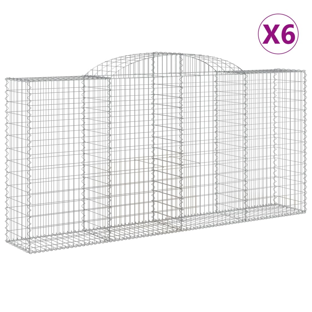buede gabionkurve 6 stk. 300x50x140/160 cm galvaniseret jern