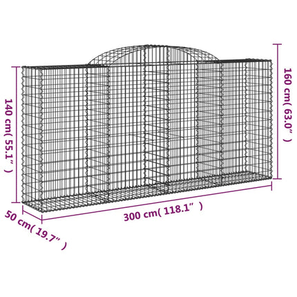 buede gabionkurve 7 stk. 300x50x140/160 cm galvaniseret jern