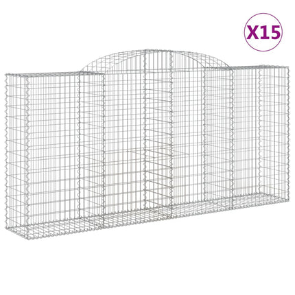 buede gabionkurve 15 stk. 300x50x140/160 cm galvaniseret jern