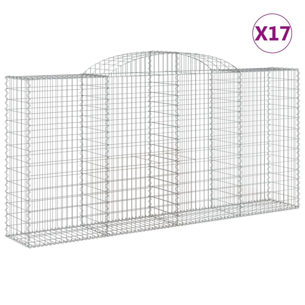 buede gabionkurve 17 stk. 300x50x140/160 cm galvaniseret jern