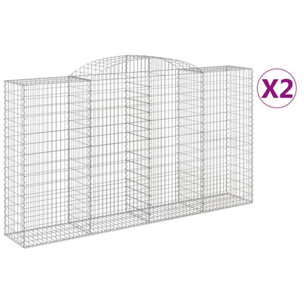 buede gabionkurve 2 stk. 300x50x160/180 cm galvaniseret jern
