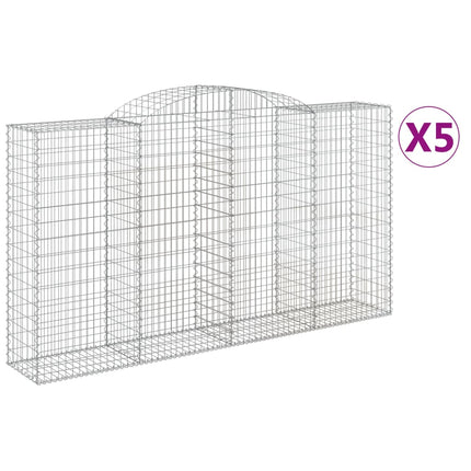 buede gabionkurve 5 stk. 300x50x160/180 cm galvaniseret jern