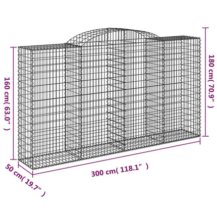 buede gabionkurve 20 stk. 300x50x160/180 cm galvaniseret jern
