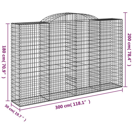 buede gabionkurve 3 stk. 300x50x180/200 cm galvaniseret jern