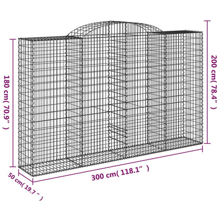 buede gabionkurve 6 stk. 300x50x180/200 cm galvaniseret jern