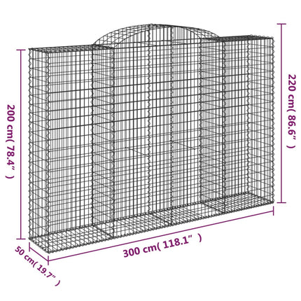 buede gabionkurve 7 stk. 300x50x200/220 cm galvaniseret jern