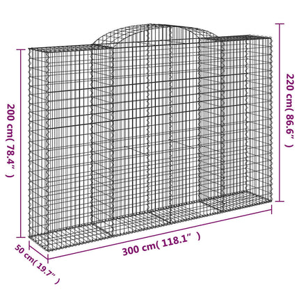 buede gabionkurve 12 stk. 300x50x200/220 cm galvaniseret jern